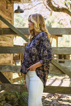 Load image into Gallery viewer, Kiara Navy/Beige Floral Print Johnny Collar Shirt