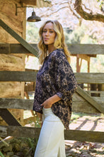Load image into Gallery viewer, Kiara Navy/Beige Floral Print Johnny Collar Shirt