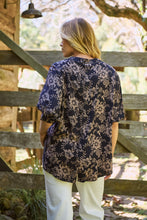 Load image into Gallery viewer, Kiara Navy/Beige Floral Print Johnny Collar Shirt