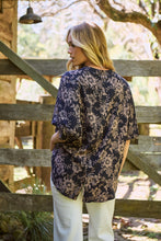 Load image into Gallery viewer, Kiara Navy/Beige Floral Print Johnny Collar Shirt