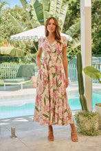 Load image into Gallery viewer, Leilani Beige/Pink Floral Button Front Maxi Dress