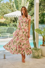 Load image into Gallery viewer, Leilani Beige/Pink Floral Button Front Maxi Dress