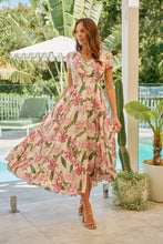 Load image into Gallery viewer, Leilani Beige/Pink Floral Button Front Maxi Dress