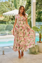 Load image into Gallery viewer, Leilani Beige/Pink Floral Button Front Maxi Dress