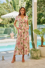 Load image into Gallery viewer, Leilani Beige/Pink Floral Button Front Maxi Dress