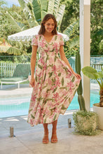 Load image into Gallery viewer, Leilani Beige/Pink Floral Button Front Maxi Dress