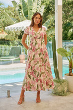 Load image into Gallery viewer, Leilani Beige/Pink Floral Button Front Maxi Dress