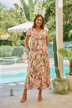 Load image into Gallery viewer, Leilani Beige/Pink Floral Button Front Maxi Dress
