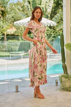 Load image into Gallery viewer, Leilani Beige/Pink Floral Button Front Maxi Dress