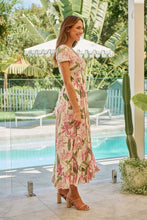 Load image into Gallery viewer, Leilani Beige/Pink Floral Button Front Maxi Dress