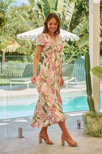 Load image into Gallery viewer, Leilani Beige/Pink Floral Button Front Maxi Dress