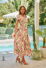 Load image into Gallery viewer, Leilani Beige/Pink Floral Button Front Maxi Dress