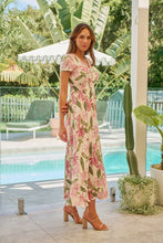 Load image into Gallery viewer, Leilani Beige/Pink Floral Button Front Maxi Dress
