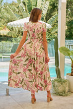 Load image into Gallery viewer, Leilani Beige/Pink Floral Button Front Maxi Dress