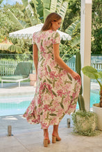 Load image into Gallery viewer, Leilani Beige/Pink Floral Button Front Maxi Dress