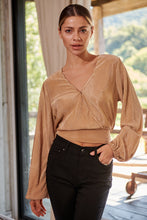 Load image into Gallery viewer, Samantha Gold Pleated Long Sleeve Top