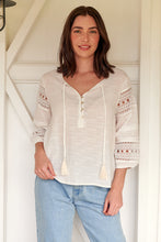 Load image into Gallery viewer, Porter Tassle White Long Sleeve Top