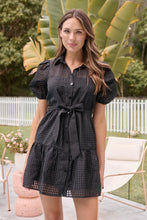 Load image into Gallery viewer, Adalyn Bell Sleeve Black Mesh Print Dress