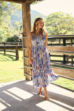 Load image into Gallery viewer, Cosima Aztec Long Blue/ Multi Print Collared Maxi Dress