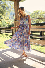Load image into Gallery viewer, Cosima Aztec Long Blue/ Multi Print Collared Maxi Dress