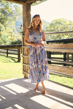 Load image into Gallery viewer, Cosima Aztec Long Blue/ Multi Print Collared Maxi Dress