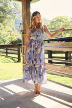 Load image into Gallery viewer, Cosima Aztec Long Blue/ Multi Print Collared Maxi Dress