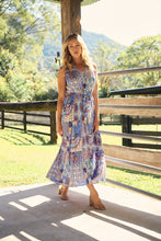 Load image into Gallery viewer, Cosima Aztec Long Blue/ Multi Print Collared Maxi Dress