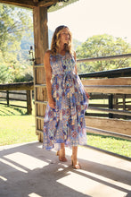 Load image into Gallery viewer, Cosima Aztec Long Blue/ Multi Print Collared Maxi Dress