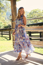 Load image into Gallery viewer, Cosima Aztec Long Blue/ Multi Print Collared Maxi Dress