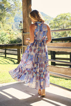 Load image into Gallery viewer, Cosima Aztec Long Blue/ Multi Print Collared Maxi Dress