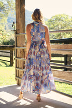 Load image into Gallery viewer, Cosima Aztec Long Blue/ Multi Print Collared Maxi Dress