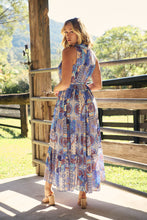 Load image into Gallery viewer, Cosima Aztec Long Blue/ Multi Print Collared Maxi Dress