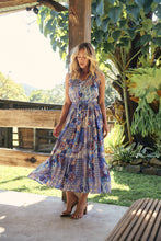 Load image into Gallery viewer, Cosima Aztec Long Blue/ Multi Print Collared Maxi Dress