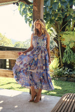 Load image into Gallery viewer, Cosima Aztec Long Blue/ Multi Print Collared Maxi Dress
