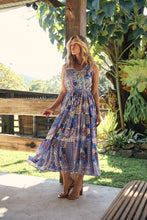 Load image into Gallery viewer, Cosima Aztec Long Blue/ Multi Print Collared Maxi Dress