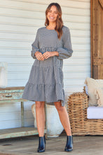 Load image into Gallery viewer, Terri Long sleeve Black/White Long sleeve Midi Tiered Dress