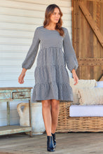 Load image into Gallery viewer, Terri Long sleeve Black/White Long sleeve Midi Tiered Dress