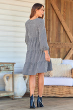 Load image into Gallery viewer, Terri Long sleeve Black/White Long sleeve Midi Tiered Dress