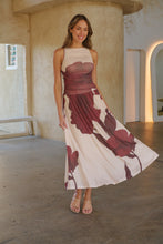 Load image into Gallery viewer, Basille Sleeveless Beige/Brown Print Mesh Evening Dress