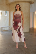 Load image into Gallery viewer, Basille Sleeveless Beige/Brown Print Mesh Evening Dress