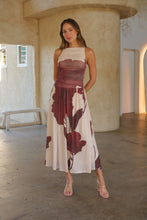 Load image into Gallery viewer, Basille Sleeveless Beige/Brown Print Mesh Evening Dress