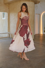 Load image into Gallery viewer, Basille Sleeveless Beige/Brown Print Mesh Evening Dress