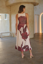 Load image into Gallery viewer, Basille Sleeveless Beige/Brown Print Mesh Evening Dress