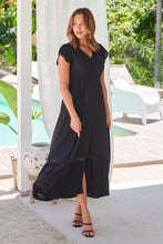 Load image into Gallery viewer, Stella Black Plain Button Front Maxi Dress