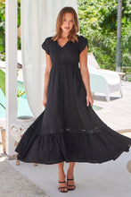 Load image into Gallery viewer, Stella Black Plain Button Front Maxi Dress