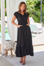 Load image into Gallery viewer, Stella Black Plain Button Front Maxi Dress