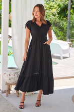 Load image into Gallery viewer, Stella Black Plain Button Front Maxi Dress