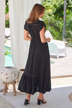 Load image into Gallery viewer, Stella Black Plain Button Front Maxi Dress