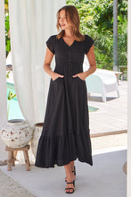 Load image into Gallery viewer, Stella Black Plain Button Front Maxi Dress