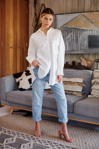 Jennifer Oversized White Button Up Shirt